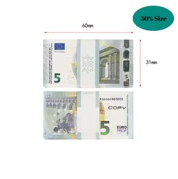 50% taille nouveau faux billet de banque 10 20 50 100 200 dollars américains Euros réaliste jouet barre accessoires copie monnaie film argent Faux-billets