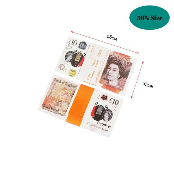 50% taille Prop argent copie jeu UK livres GBP banque 10 20 50 NOTES films jouer faux Casino Photo Booth