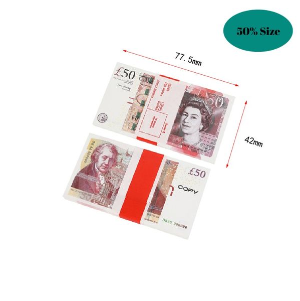 50% taille Prop argent livres britanniques GBP BANK jeu 100 20 NOTES authentique film édition films jouer faux argent Casino Photo Booth accessoires