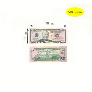 50% taille USA Dollars Party Supplies Prop argent Film Billet Papier Nouveauté Jouets 1 5 10 20 50 100 Dollar Monnaie Faux Argent Enfants G261Z