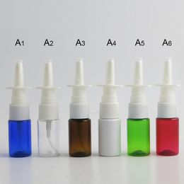 50x10 ml bleu clair vert blanc ambre PET pompes de pulvérisation nasale bouteille 10cc atomiseurs en plastique 1/3 oz applicateurs oraux