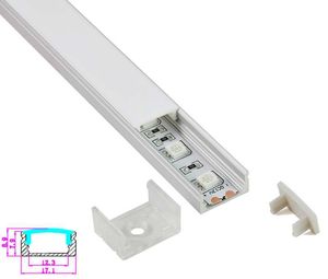 Juegos de 50X1 M/lote China anodizado tipo U tira de led empotrable y carcasa de perfil de aluminio para luces de pared o suelo