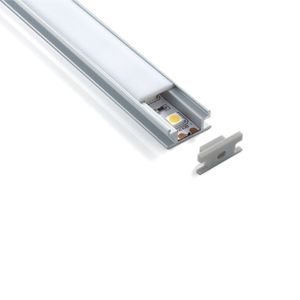 50 x 1m Sets / Lot H-type aluminium profiel voor LED-licht en platte kanaal LED voor vloeren of grondlicht