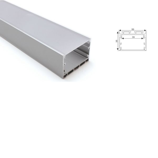 Juego de 50X1 M/lote perfil de aluminio para iluminación de oficina para luz led y canal de techo ancho tipo U para lámparas empotradas de pared