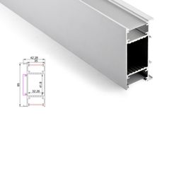 Juego de 50X1 M/lote de perfil led de aluminio para arandela de pared y canal de aluminio led plano tipo H para lámpara de pared arriba y abajo