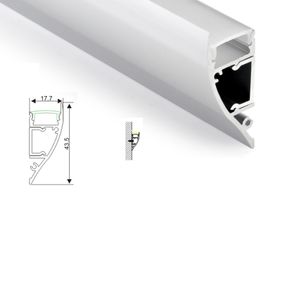 50 x 1m sets / partij muur washer aluminium profiel voor LED en geanodiseerd Crescentisch LED-kanaal voor wandlamp decoratie