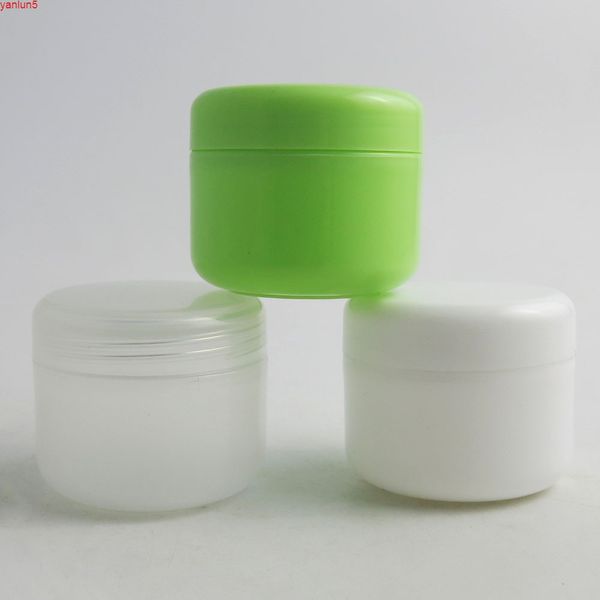 50 x 20g Bouteilles rechargeables Visage Visage Cream Lotion Cosmétique Conteneur de Cosmétique Plastique Makep Makep pot pot Vert Blanc Boxhigh Qualtitude