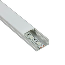 50 x 2 m sets / lot platte led profiel aluminium u type LED aluminium kanaalbehuizing voor muur verzonken verlichting