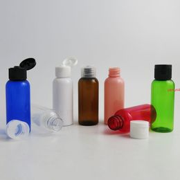 50 x 50 ml Botella de crema de plástico para mascotas de viaje con blanco negro transparente Flip Top Cap Insert Set 5/3 oz Envases de champú cosmético Envío gratis