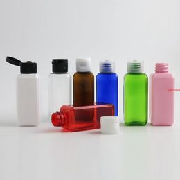 50 x 60 ml Draagbare Plastic Parfumfles 60cc Vierkante Schouder Zwart Wit Clear Flip Top Cap Leuke Cosmetische ContainerGratis verzending door