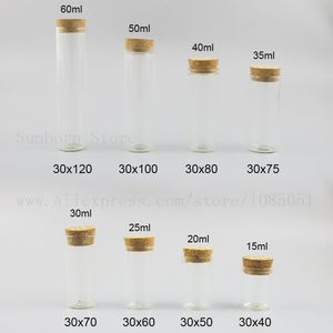 50 x tube à essai vide en verre borosilicaté transparent avec bouchon en liège en bois petit récipient 15 ml 20 ml 30 ml 50 ml 2 oz