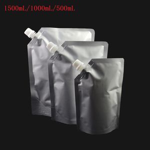 500/1000/1500ML papel de aluminio Mylar Stand Up Spout Bag relleno salsa detergente para ropa baño rocío salsa gelatina bebida