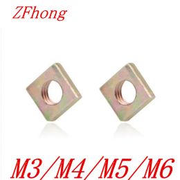 500-1000pcs en gros M3 M4 M5 M6 Din562 Écrou de noix carrée métrique mince en acier de couleur zinc plaquée