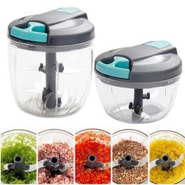 500/900 ml Keuken Krachtige vleesmolen Handkracht Handkracht Food Chopper Mincer Mixer Blender om vlees fruit groentes te hakken