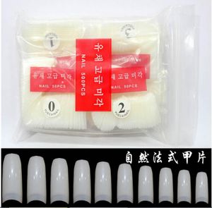 500 Half Tips Natural White Design Artificial French Acrylique Style Faux Nail Art Tips Shippin6424597