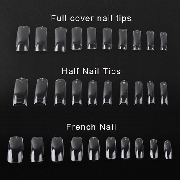 Faux Gel UV acrylique Transparent, 500 pièces, demi-français, pointes transparentes pour Nail Art pour femmes, outils de beauté des ongles, 100% neuf