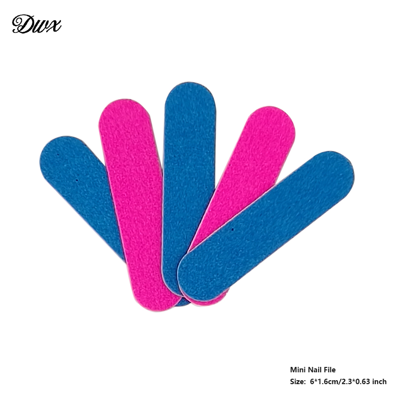 500 unids/lote Mini limas de uñas papel de lija azul y rosa herramientas de decoración de uñas de madera tablero de esmeril