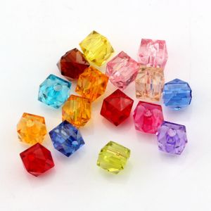 Perles d'espacement carrées à facettes transparentes en acrylique, mélange de couleurs, 7MM, pour la fabrication de bijoux, Bracelet et collier, accessoires de bricolage, 500 pièces