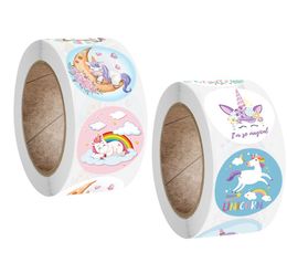 500 stks / roll round cute cartoon dieren leerlingen motiverende labels stickers schattige dieren groothandel label sticker kinderen cadeau