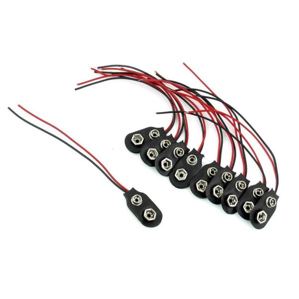 Livraison gratuite 500 pièces Snap 9 V (9 volts) connecteur de clip de batterie I Type noir avec câble Itwbl