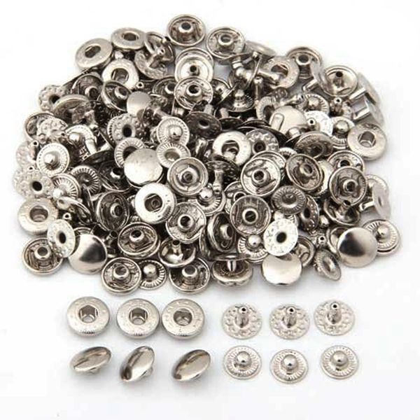 Lot de 500 boutons à pression en métal sans couture, boutons pression, 10 mm