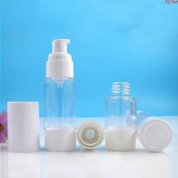 500 x 15 ml, 30 ml, 50 ml, tragbare, nachfüllbare kosmetische Airless-Flaschen, Kunststoff-Behandlungspumpe, Lotionsbehälter mit weißen Deckeln