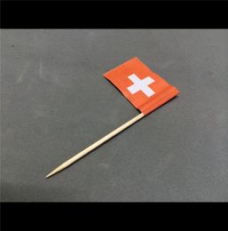 5000 piezas Switzerland Flag Sicks Buffet Sandwich Food Party Pasts Swiss Flag Cocktails Picks de madera de madera Deco7153507