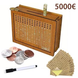 5000 Piggy Bank Money Box Wooden Money Bank Verjaardagsjaar Geschenk 1000 Geldbesparing Doos Coin Bank Home Decor Money Storage Box 240408