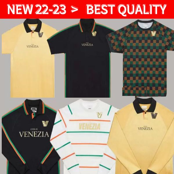 22 23 Venezia FC Soccer Jerseys domicile Noir Extérieur Blanc Troisième Bleu 4ème Rouge 10 # ARAMU 11 # FORTE Venise 2022 2023 BUSIO 27 # Maillots de Football 3ème Adukt Enfants Kit Uniformes