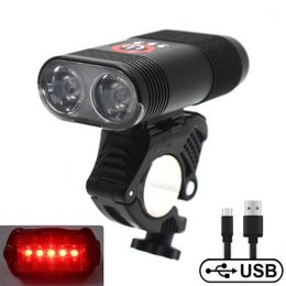 5000 lumen fietslicht koplamp fietstendembalk voorlamp MTB Rode fietsen USB oplaadbare veiligheidstaartlicht1
