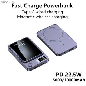 5000 mAh para cargador MagSafe Power Bank 10000 mAh aleación de aluminio magnético de carga inalámbrica Power Bank paquete de batería para móviles L230619