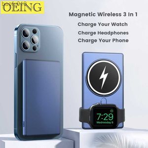 5000mAh Banque de puissance portable magnétique 15W Chargeur sans fil rapide pour iphone 12 13 14 Montre AirPods Batterie auxiliaire externe L230619