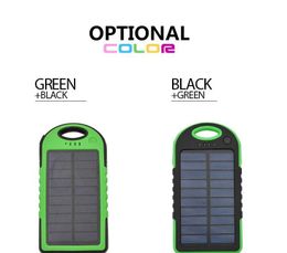 Batterie portable solaire 5000mAh, étanche, antichoc, Portable, d'urgence, batterie externe pour tous les téléphones intelligents