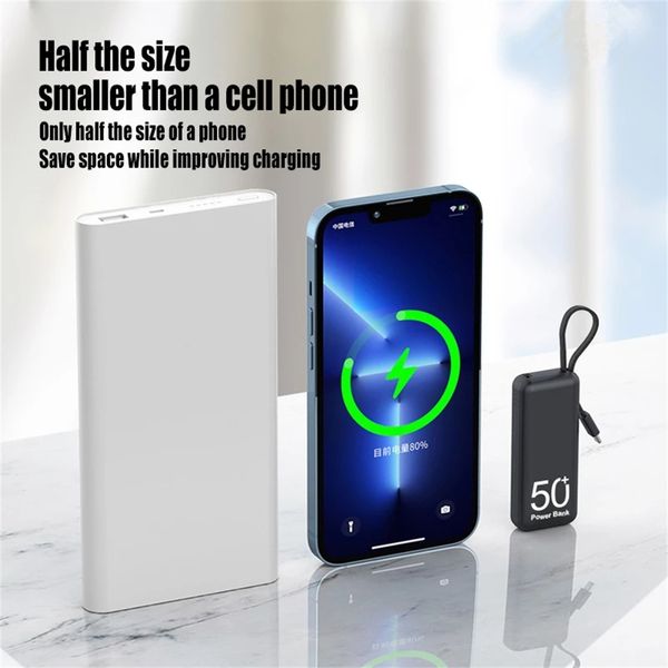 5000mah Super Mini Power Bank Bank construit Câble pour iPhone Samsung Xiaomi Huawei Oppo OnePlus Charger Battery Charger Pack Powerbank