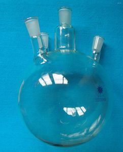 Flacon en verre à fond rond 5000 ml 24/40 à quatre cols 5L Bouteille bouillante de laboratoire à 4 cols