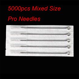 5000 stks Diverse wegwerp Steriele Tattoo Naalden Gemengde maat voor Tattoo Power Supply Ink Cups Tips Kits