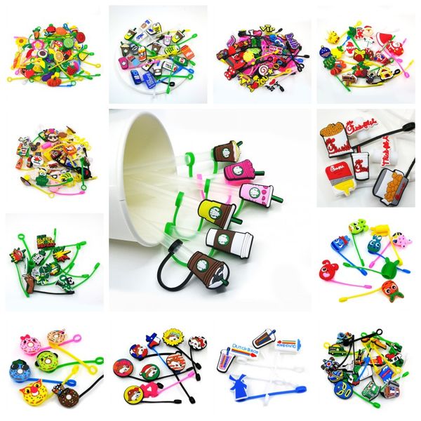 5000 pcs personnalisé gobelet paille toppers couverture moules mauvais lapin charmes réutilisable Splash Proof bouchon anti-poussière décoratif 8 mm tasse de paille pour la vente en gros Fast DHL ou Fedex