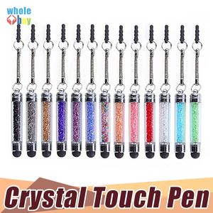 500 pcs/lot vente en gros bonne qualité prise anti-poussière stylo tactile stylet en cristal ultra-doux haute sensibilité pour téléphone mobile et tablette