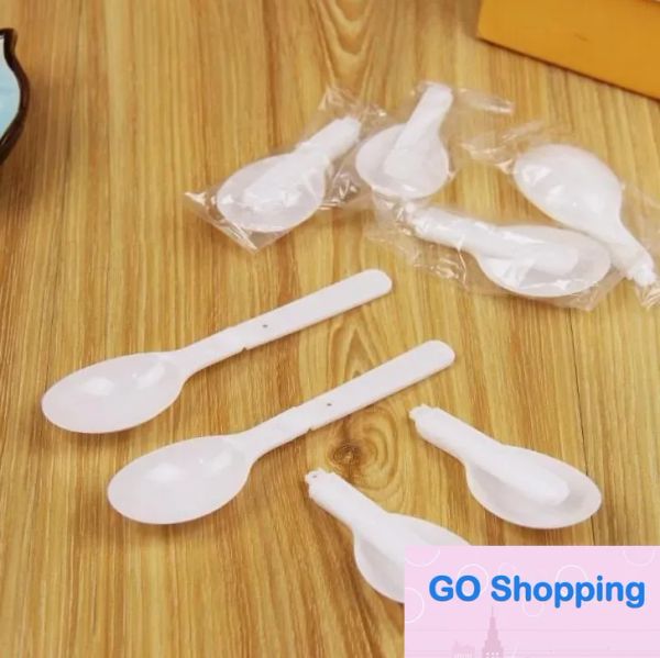 5000pcs Top Jetable En Plastique Blanc Scoop Cuillère Pliante Crème Glacée Pudding Scoop Avec Emballage Individuel