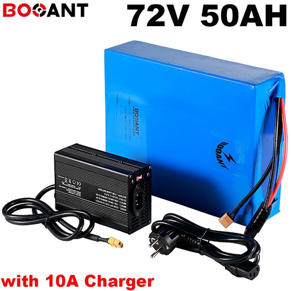 Batterie de vélo électrique 5000W 7000W 72V 50AH pour Scooter Rechargeable d'origine SANYO 18650 cellule lithium + chargeur 10A