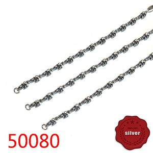 50080 Hip Hop S925 Bracelet En Argent Sterling Style Punk Personnalisé Jeunesse Crâne Tête Perle Lettre Bijoux Couple Accessoires Populaires