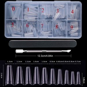 500Box False Set Transparante Natuurlijke Franse Coffin Acryl UV Gel Art Tips Manicure Tools for Extension Fake Nail