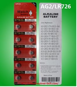 AG2 LR59 396A LR726 SR726 197 Batterij 1.5V Alkaline Button Cell 10 stcs per kaartverpakking