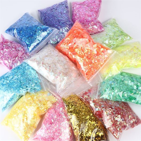 500g Papel de concha mixta holográfica Lentejuelas gruesas de brillo de uñas Copos brillantes Rebanadas Manicura Cuerpo Ojos Brillo facial 220525