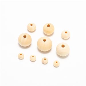 500g/lote 6-50 mm Beedes de madera natural para joyas que hacen accesorios redondos de cuentas de espaciadores sueltos amulacos de bola de perla de madera pulsera de bricolaje