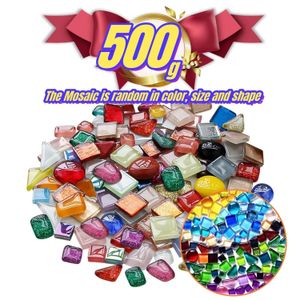 500 g de couleur mélangée carreaux de mosaïque en cristal irrégulier mélange la série de couleurs artisanat pour la salle de bain artisanat de la salle de bain décoration bricolage AR 231222