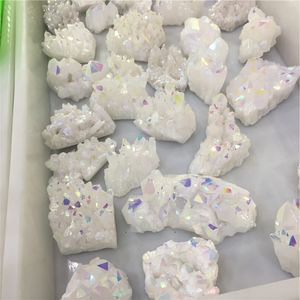 500g Wholesale White Angel Aura Quartz Point Galomoplated Crystal Cluster 201125