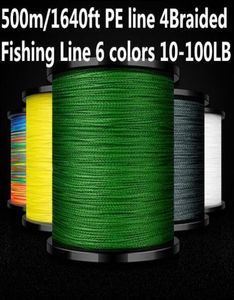 500m1640ft PE -lijn 4Braided Fishing Line 6 kleuren 10100lb Test voor zoutwaterhigrade prestaties Hoge kwaliteit goed 4536023