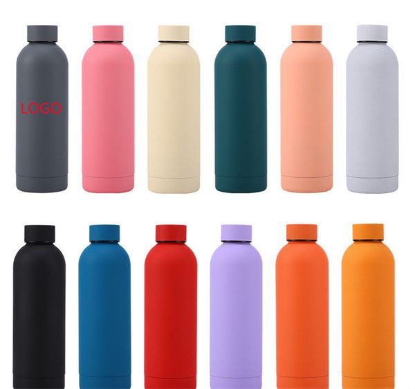 Bouteilles d'eau de voyage en acier inoxydable de 500 ml 17 oz Logo personnalisé de flacons de sports de plein air isolés sous vide