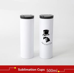 Vaso recto en blanco de sublimación de 500ml/17oz, tazas de vacío de acero inoxidable 304, taza de agua portátil para interiores, botellas de regalo para parejas